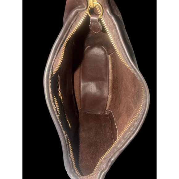 VTG Shoulder Bag Dark Brown Leather Convertible Duffle Purse Adjustable Strap - Picture 7 of 7